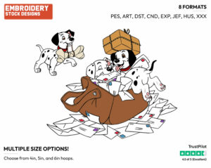 Puppies In Mail Bag - Disney's 101 Dalmatians - Embroidery Design in 3 sizes & 8 formats