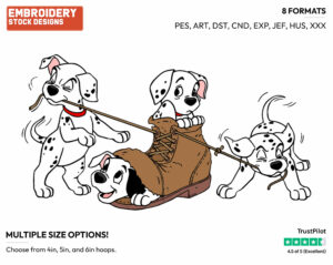 Puppy In Shoe - Disney's 101 Dalmatians - Embroidery Design in 3 sizes & 8 formats