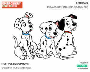 Puppies - Disney's 101 Dalmatians - Embroidery Design in 3 sizes & 8 formats