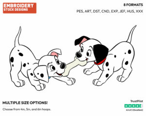 Puppies, Bone - Disney's 101 Dalmatians - Embroidery Design in 3 sizes & 8 formats