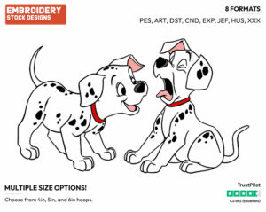 Puppies - Disney's 101 Dalmatians - Embroidery Design in 3 sizes & 8 formats