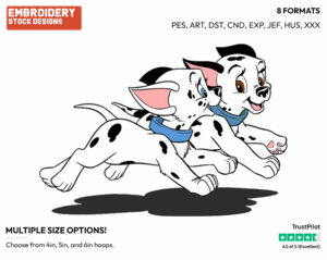Puppies Running - Disney's 101 Dalmatians - Embroidery Design in 3 sizes & 8 formats