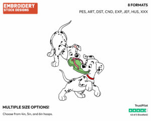 Puppies Playing - Disney's 101 Dalmatians - Embroidery Design in 3 sizes & 8 formats