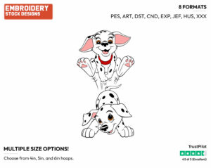 Puppies Leaping - Disney's 101 Dalmatians - Embroidery Design in 3 sizes & 8 formats
