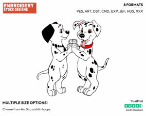 Puppies Dancing - Disney's 101 Dalmatians - Embroidery Design in 3 sizes & 8 formats