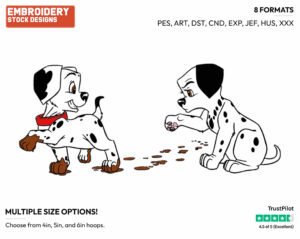 Jewel Getting After Dipstick Tracking Mud - Disney's 101 Dalmatians - Embroidery Design in 3 sizes & 8 formats