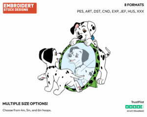 Jewel Looking In Mirror - Disney's 101 Dalmatians - Embroidery Design in 3 sizes & 8 formats