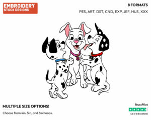Oddball, Domino, Little Dipper - Disney's 101 Dalmatians - Embroidery Design in 3 sizes & 8 formats
