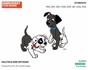 Patch, Lucky Covered In Soot - Disney's 101 Dalmatians - Embroidery Design in 3 sizes & 8 formats