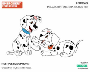 Puppies Playing - Disney's 101 Dalmatians - Embroidery Design in 3 sizes & 8 formats
