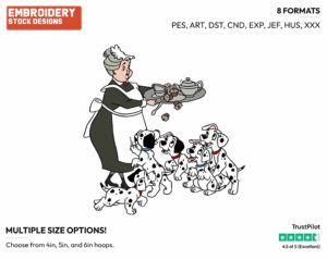 Nanny, Pupppies - Disney's 101 Dalmatians - Embroidery Design in 3 sizes & 8 formats