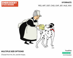 Nanny Bringing Puppy To Pongo - Disney's 101 Dalmatians - Embroidery Design in 3 sizes & 8 formats