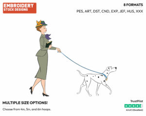 Anita, Perdita Walking - Disney's 101 Dalmatians - Embroidery Design in 3 sizes & 8 formats