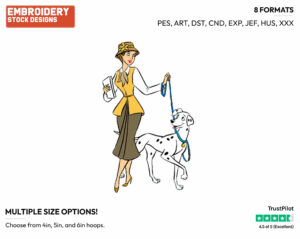 Perdita, Anita On A Walk - Disney's 101 Dalmatians - Embroidery Design in 3 sizes & 8 formats