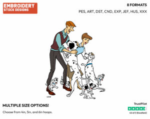 Roger, Anita, Pongo, Perdita, Puppies Reunion - Disney's 101 Dalmatians - Embroidery Design in 3 sizes & 8 formats