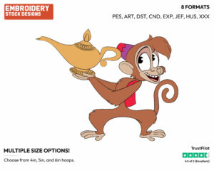 Abu, Magic Lamp - Disney's Aladdin - Embroidery Design in 3 sizes & 8 formats