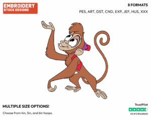 Abu - Disney's Aladdin - Embroidery Design in 3 sizes & 8 formats