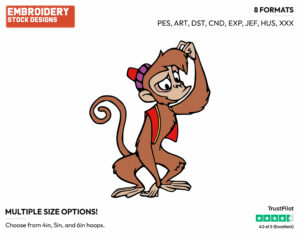 Abu Scratching His Head - Disney's Aladdin - Embroidery Design in 3 sizes & 8 formats