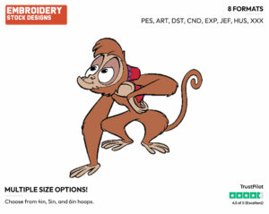 Abu - Disney's Aladdin - Embroidery Design in 3 sizes & 8 formats