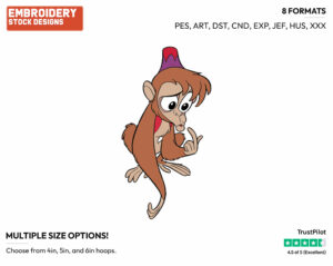Abu - Disney's Aladdin - Embroidery Design in 3 sizes & 8 formats