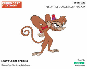Peeved Abu - Disney's Aladdin - Embroidery Design in 3 sizes & 8 formats