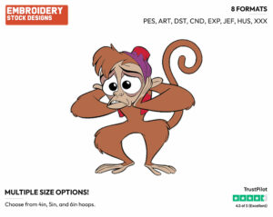 Abu - Disney's Aladdin - Embroidery Design in 3 sizes & 8 formats