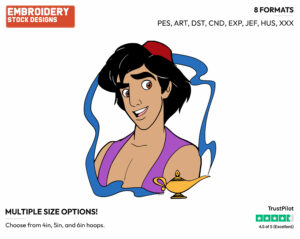 Aladdin Portrait - Disney's Aladdin - Embroidery Design in 3 sizes & 8 formats