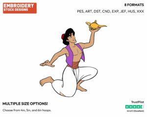 Aladdin Holding Magic Lamp - Disney's Aladdin - Embroidery Design in 3 sizes & 8 formats