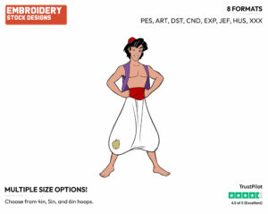 Aladdin With Arms Akimbo - Disney's Aladdin - Embroidery Design in 3 sizes & 8 formats