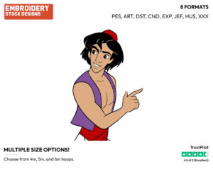 Aladdin Pointing - Disney's Aladdin - Embroidery Design in 3 sizes & 8 formats