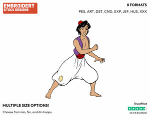 Aladdin - Disney's Aladdin - Embroidery Design in 3 sizes & 8 formats