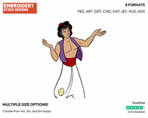Aladdin Shrugging - Disney's Aladdin - Embroidery Design in 3 sizes & 8 formats