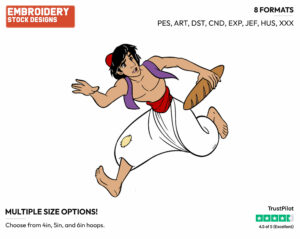 Aladdin Running With Loaf Of Bread - Disney's Aladdin - Embroidery Design in 3 sizes & 8 formats