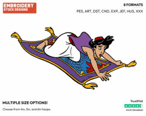 Aladdin On Magic Carpet - Disney's Aladdin - Embroidery Design in 3 sizes & 8 formats