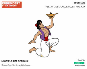 Aladdin, Magic Lamp - Disney's Aladdin - Embroidery Design in 3 sizes & 8 formats