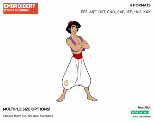 Aladdin Standing With Arms Crossed - Disney's Aladdin - Embroidery Design in 3 sizes & 8 formats