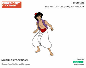 Aladdin - Disney's Aladdin - Embroidery Design in 3 sizes & 8 formats