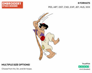 Aladdin Swinging From Rope - Disney's Aladdin - Embroidery Design in 3 sizes & 8 formats