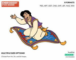 Aladdin On Magic Carpet - Disney's Aladdin - Embroidery Design in 3 sizes & 8 formats