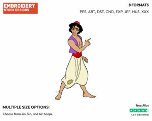 Aladdin Pointing - Disney's Aladdin - Embroidery Design in 3 sizes & 8 formats