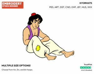 Aladdin - Disney's Aladdin - Embroidery Design in 3 sizes & 8 formats