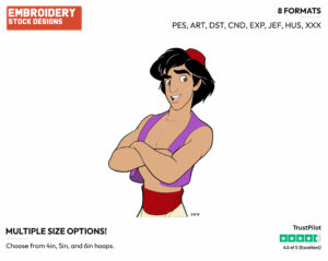 Aladdin With Arms Crossed - Disney's Aladdin - Embroidery Design in 3 sizes & 8 formats
