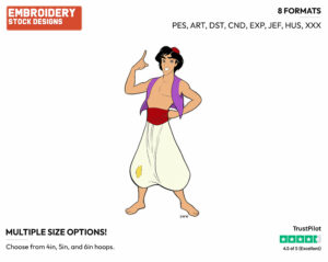 Aladdin - Disney's Aladdin - Embroidery Design in 3 sizes & 8 formats