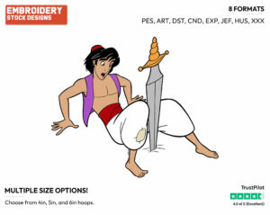 Aladdin - Disney's Aladdin - Embroidery Design in 3 sizes & 8 formats