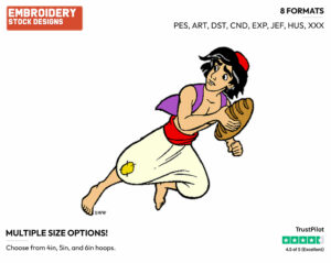 Aladdin Running With Loaf Of Bread - Disney's Aladdin - Embroidery Design in 3 sizes & 8 formats