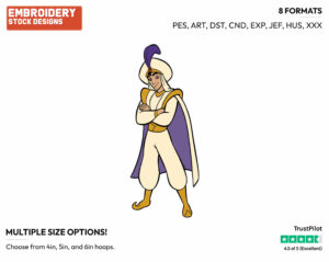 Prince Ali - Disney's Aladdin - Embroidery Design in 3 sizes & 8 formats