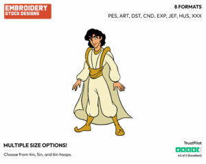 Prince Ali - Disney's Aladdin - Embroidery Design in 3 sizes & 8 formats