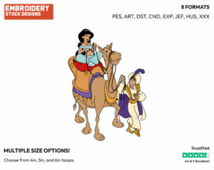 Aladdin Guiding Jasmine's Camel - Disney's Aladdin - Embroidery Design in 3 sizes & 8 formats