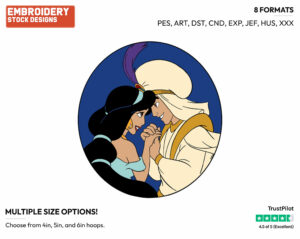 Aladdin, Jasmine - Disney's Aladdin - Embroidery Design in 3 sizes & 8 formats