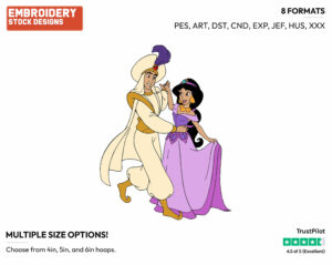Aladdin, Jasmine Dancing - Disney's Aladdin - Embroidery Design in 3 sizes & 8 formats